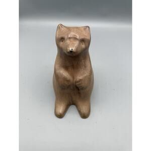 Small Bear Figurine Rustic Lodge Cabin Decor Brown Resin Woodland Animal